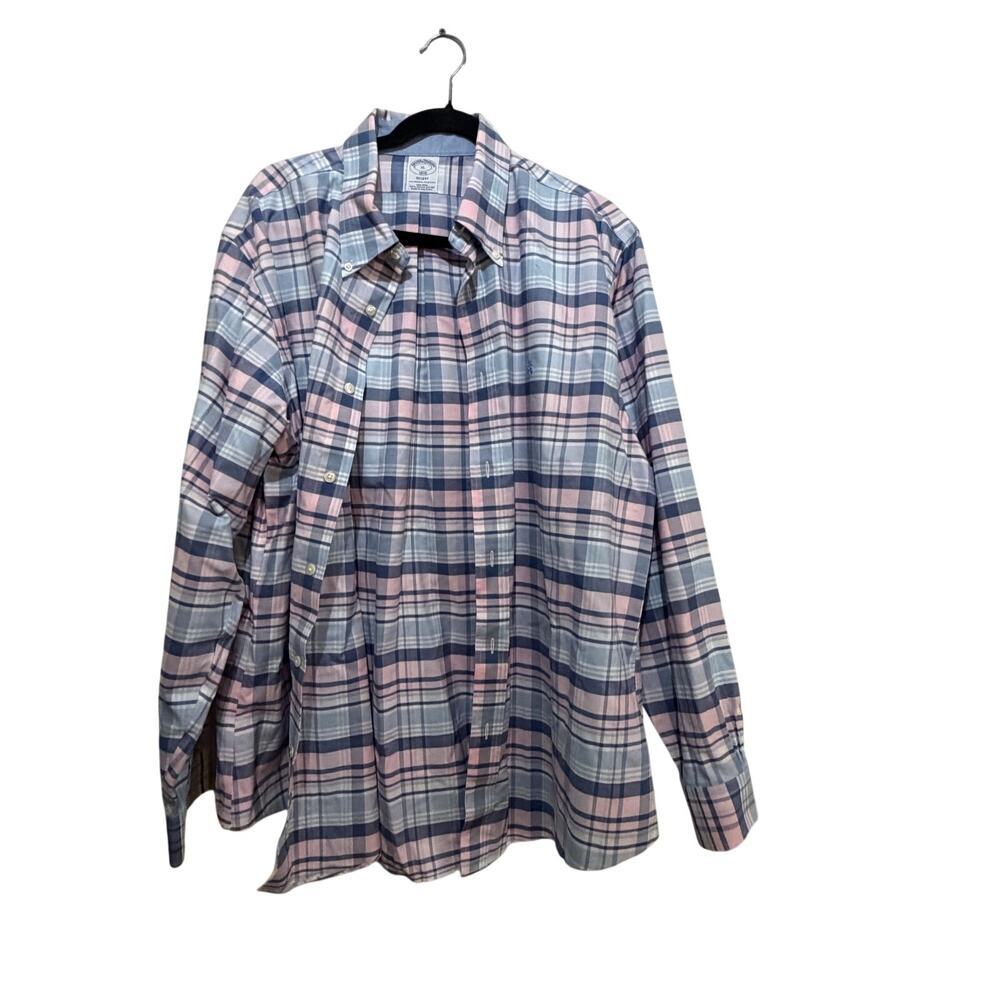 Brooks Brother Button Down Shirt Supima Cotton Regent Plaid Multicolor Size XL